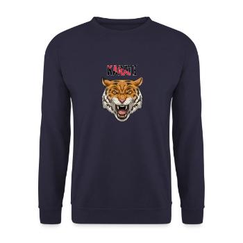 Karate Angry Tiger - MMA Karate Japanische - Unisex Pullover - Navy - Vorne - Alina (178cm) & Michal (187cm)