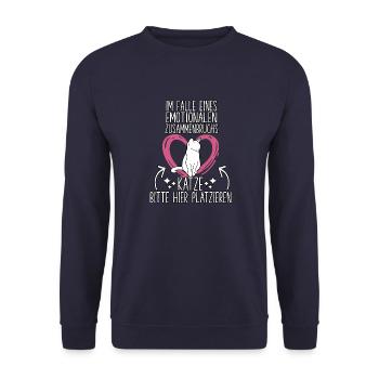 Katzen Spruch Kuschel Outfit Lustiges Katzenhalter - Unisex Pullover - Navy - Vorne - Alina (178cm) & Michal (187cm)