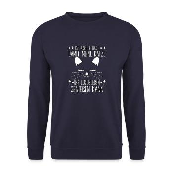 Katzen Fan Katzenhalter Neko Katzen Mama Kätzchen - Unisex Pullover - Navy - Vorne - Alina (178cm) & Michal (187cm)