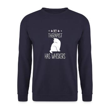 Cat Saying Therapy Cat Owner Motif Cats - Unisex Sweatshirt - navy - Front - Alina (178cm) & Michal (187cm)