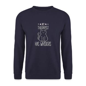 Katzen Kostüm Parodie lustiges Katzenhalter - Unisex Pullover - Navy - Vorne - Alina (178cm) & Michal (187cm)