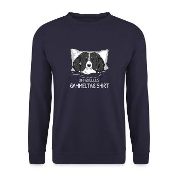 Offizielles Gammeltag Shirt Border Faulenzer - Unisex Pullover - Navy - Vorne - Alina (178cm) & Michal (187cm)