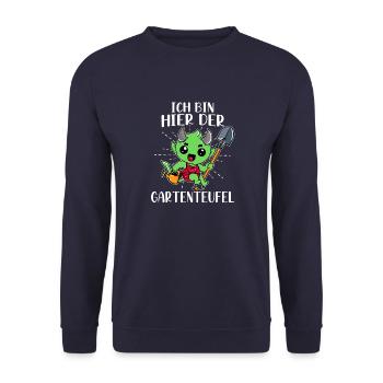 Kleingarten anfänger Ich bin hier der - Unisex Pullover - Navy - Vorne - Alina (178cm) & Michal (187cm)