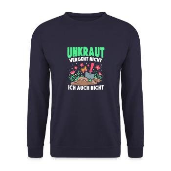 Kleingarten anfänger Unkraut vergeht nicht ich - Unisex Pullover - Navy - Vorne - Alina (178cm) & Michal (187cm)