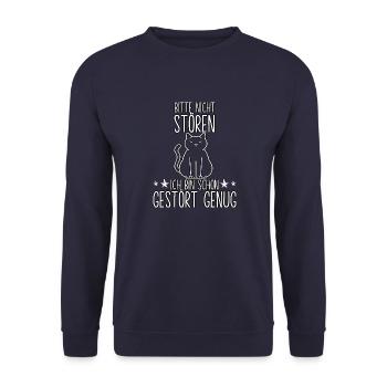 Lustiges Katzen Geschenk Katzenhalter Katze - Unisex Pullover - Navy - Vorne - Alina (178cm) & Michal (187cm)