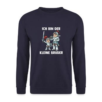 Ritter Kleiner Bruder - Ich bin der kleine Bruder - Unisex Pullover - Navy - Vorne - Alina (178cm) & Michal (187cm)