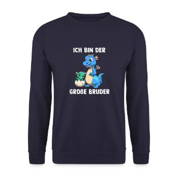 Drachen Großer Bruder - Ich bin der große Bruder - Unisex Pullover - Navy - Vorne - Alina (178cm) & Michal (187cm)
