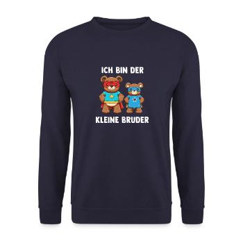 Super Bären Kleiner Bruder - Ich bin der kleine - Unisex Pullover - Navy - Vorne - Alina (178cm) & Michal (187cm)