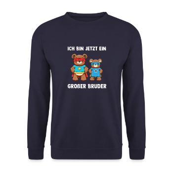Super Bären Großer Bruder - Ich bin jetzt ein - Unisex Pullover - Navy - Vorne - Alina (178cm) & Michal (187cm)