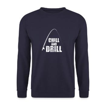 Drôle de dire pêcheurs et pêcheurs - Chill & Drill - Sweat-shirt Unisexe - marine - Devant - Alina (178cm) & Michal (187cm)