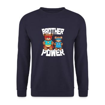 Super Bears Big Brother - Bruder Macht - - Unisex Pullover - Navy - Vorne - Alina (178cm) & Michal (187cm)