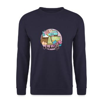 Boulangerie Baker Boulangerie Boulangerie Gâteau de confiserie - Sweat-shirt Unisexe - marine - Devant - Alina (178cm) & Michal (187cm)