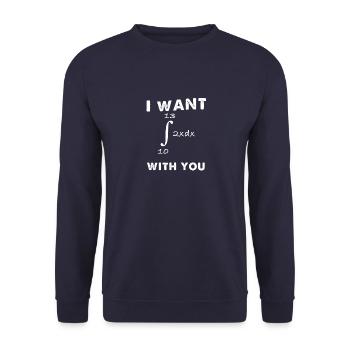 Integral 2xdx mit Grenzen 10 und 13 =69 fun - Unisex Pullover - Navy - Vorne - Alina (178cm) & Michal (187cm)
