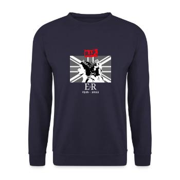 Queen Elizabeth II - RIP - La fin d’une époque - Sweat-shirt Unisexe - marine - Devant - Alina (178cm) & Michal (187cm)