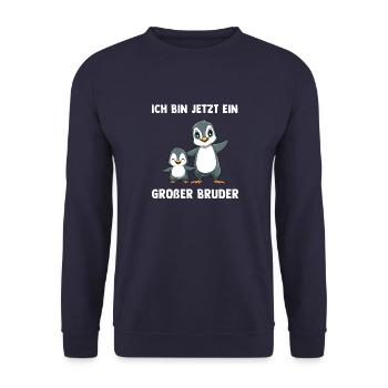 Pinguine Großer Bruder - Ich bin jetzt ein Großer - Unisex Pullover - Navy - Vorne - Alina (178cm) & Michal (187cm)