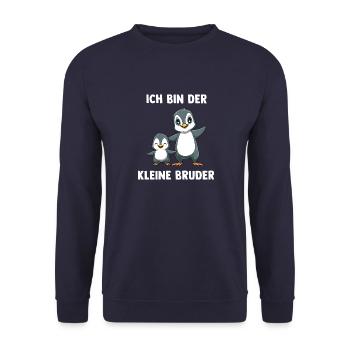 Pinguine Kleiner Bruder - Ich bin der kleine - Unisex Pullover - Navy - Vorne - Alina (178cm) & Michal (187cm)