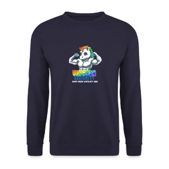 Einhorn Sicherheit Dont Mess With My Girl Funny - Unisex Pullover - Navy - Vorne - Alina (178cm) & Michal (187cm)