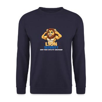 Strong Lion Security Dont Mess With My Girlfriend - Unisex Pullover - Navy - Vorne - Alina (178cm) & Michal (187cm)