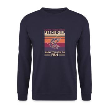 Fischer Fischen Angeln Angel Angler Fische Fisch - Unisex Pullover - Navy - Vorne - Alina (178cm) & Michal (187cm)