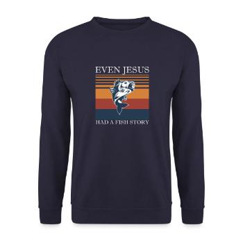 Fischer Fischen Angeln Angel Angler Fische Fisch - Unisex Pullover - Navy - Vorne - Alina (178cm) & Michal (187cm)