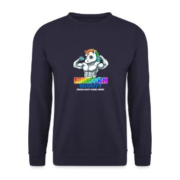 Vater Einhorn Security Papa - Ärgere Nicht Meine - Unisex Pullover - Navy - Vorne - Alina (178cm) & Michal (187cm)
