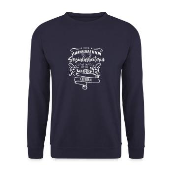 Sozialarbeiterin im November geboren - Unisex Pullover - Navy - Vorne - Alina (178cm) & Michal (187cm)
