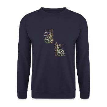Fahrrad Portal Teleporter Beamer - Unisex Pullover - Navy - Vorne - Alina (178cm) & Michal (187cm)