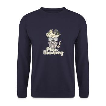 Moin Hamburg Spruch Norddeutschland Seemann Pfeife - Unisex Pullover - Navy - Vorne - Alina (178cm) & Michal (187cm)