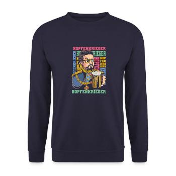 Hopfenkrieger Saufen Lustiges Bier Liebhaber Biert - Unisex Pullover - Navy - Vorne - Alina (178cm) & Michal (187cm)