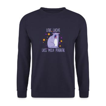 Witziges Katzenliebhaber Katzen Motiv Katzenhalter - Unisex Pullover - Navy - Vorne - Alina (178cm) & Michal (187cm)