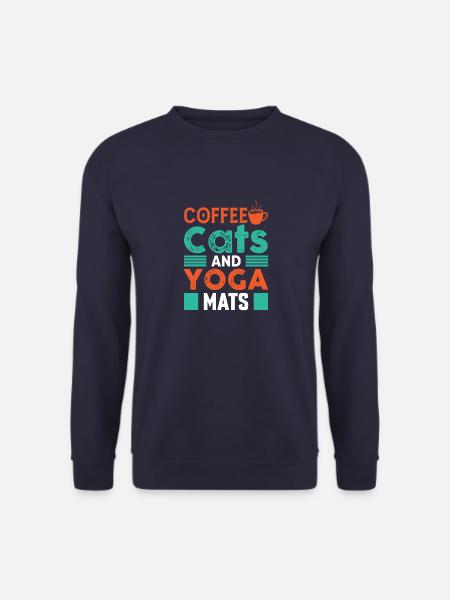 Drôles de chats de café et tapis de yoga - chats amoureux - Sweat-shirt Unisexe - marine