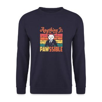 Katzenbesitzerin Lebensstil Vintage Cataholic Tier - Unisex Pullover - Navy - Vorne - Alina (178cm) & Michal (187cm)