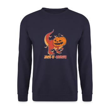 Celebrate Halloween Dinosaur Lifestyle Spooky - Unisex Sweatshirt - navy - Front - Alina (178cm) & Michal (187cm)