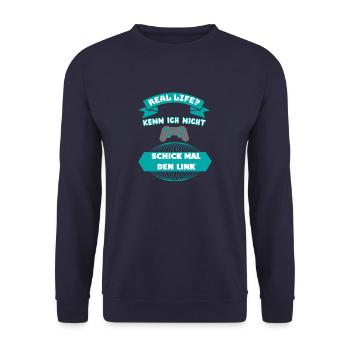 Real Life Gaming T-Shirt - Unisex Pullover - Navy - Vorne - Alina (178cm) & Michal (187cm)