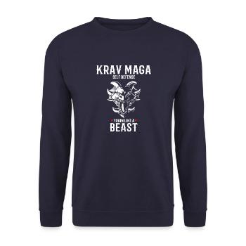 Krav Maga Dragon - Trainieren wie eine Bestie - - Unisex Pullover - Navy - Vorne - Alina (178cm) & Michal (187cm)