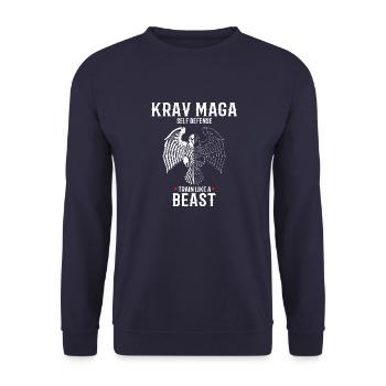 Krav Maga Eagle - Trainieren wie eine Bestie - - Unisex Pullover - Navy - Vorne - Alina (178cm) & Michal (187cm)