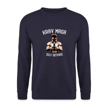 Krav Maga Selbstverteidigungskämpfer - Israelische - Unisex Pullover - Navy - Vorne - Alina (178cm) & Michal (187cm)