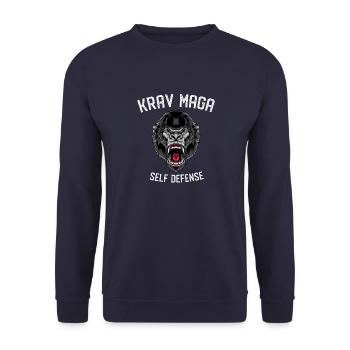 Krav Maga Selbstverteidigung Gorilla - Israelische - Unisex Pullover - Navy - Vorne - Alina (178cm) & Michal (187cm)