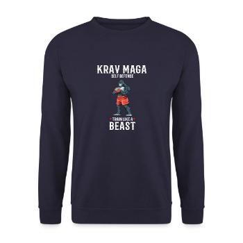 Krav Maga Gorilla Kämpfer - Trainieren wie ein - Unisex Pullover - Navy - Vorne - Alina (178cm) & Michal (187cm)