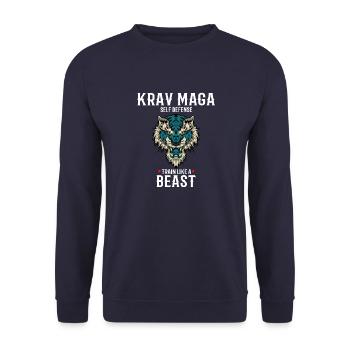 Krav Maga Lion - Trainieren wie eine Bestie - - Unisex Pullover - Navy - Vorne - Alina (178cm) & Michal (187cm)
