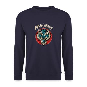Krav Maga Lion - Israelische - Unisex Pullover - Navy - Vorne - Alina (178cm) & Michal (187cm)