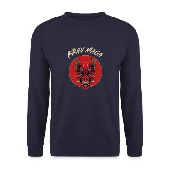 Krav Maga Oni Demon - Israelische - Unisex Pullover - Navy - Vorne - Alina (178cm) & Michal (187cm)
