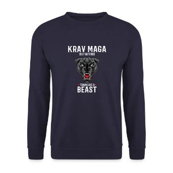 Krav Maga Panther - Trainieren wie eine Bestie - - Unisex Pullover - Navy - Vorne - Alina (178cm) & Michal (187cm)