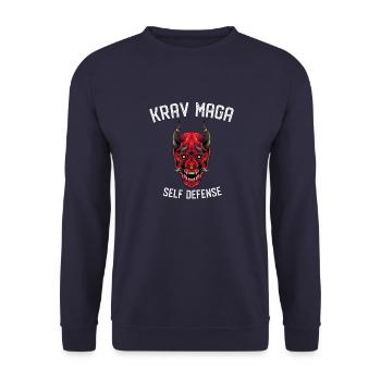 Krav Maga Selbstverteidigung Oni Demon - - Unisex Pullover - Navy - Vorne - Alina (178cm) & Michal (187cm)