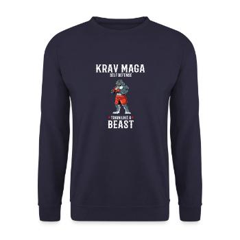 Krav Maga Pitbull - Trainieren wie eine Bestie - - Unisex Pullover - Navy - Vorne - Alina (178cm) & Michal (187cm)