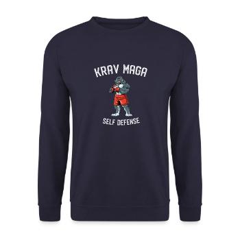 Krav Maga Selbstverteidigung Pitbull - Israelische - Unisex Pullover - Navy - Vorne - Alina (178cm) & Michal (187cm)