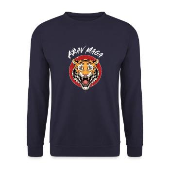 Tiger Krav Maga - Israelischer Kampfsport Kämpfer - Unisex Pullover - Navy - Vorne - Alina (178cm) & Michal (187cm)