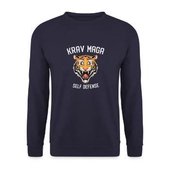 Krav Maga Selbstverteidigung Tiger - Israelische - Unisex Pullover - Navy - Vorne - Alina (178cm) & Michal (187cm)