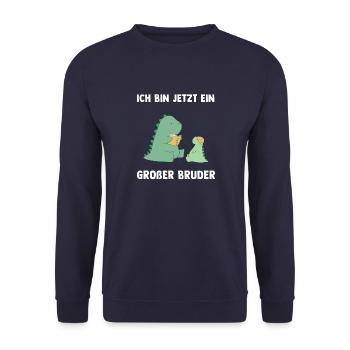 Dino Brüder Großer Bruder - Ich bin jetzt ein - Unisex Pullover - Navy - Vorne - Alina (178cm) & Michal (187cm)