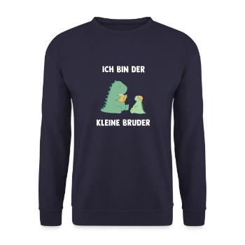 Dino Brüder Kleiner Bruder - Ich bin der kleine - Unisex Pullover - Navy - Vorne - Alina (178cm) & Michal (187cm)